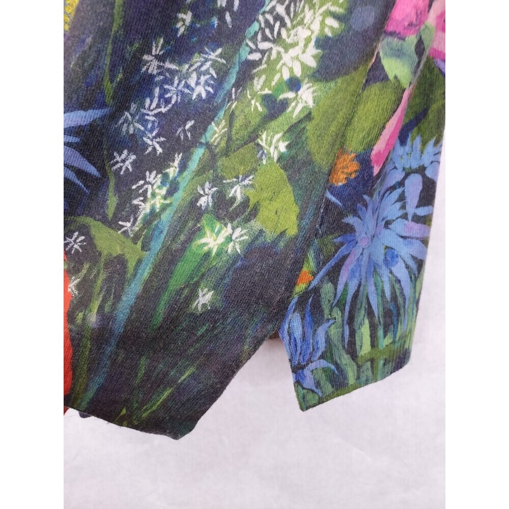 Claire Desjardins Tunic Top Women's M V-Neck Floral Abstract Garden Artsy Boho - Picture 10 of 16
